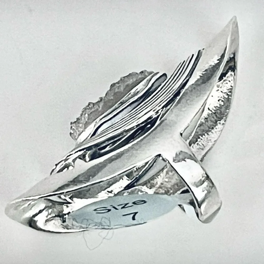 NWT Gorgeous 7 Made in Israel .925 Sterling Silver Orbits Sparkle Long Oval Ring